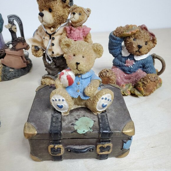 Teddies Teddy Bear Figurine Collection Lot of 11 Assorted Bears Situations - Picture 2 of 12